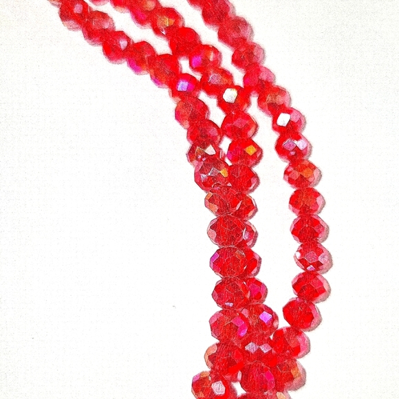 NEW! Red Faceted Glass Beaded,Multi-Strand Detachable Necklace w/Magnetic Clasp - Picture 7 of 9